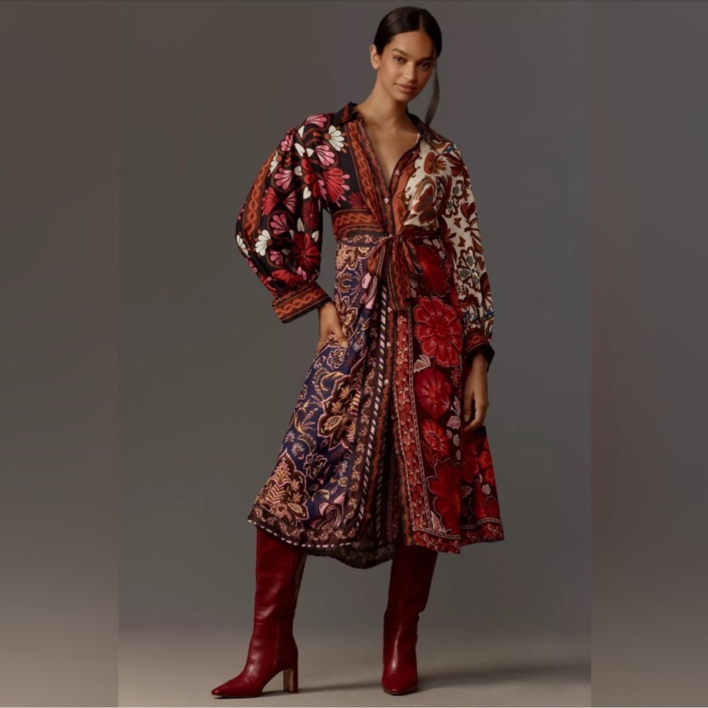 FARM Rio Red and Purple Maxi Dress NWT